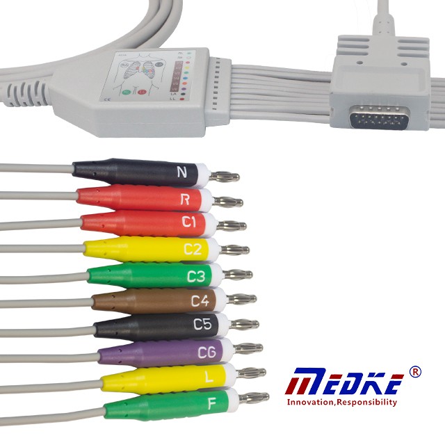 Burdick Fixed One-piece EKG Cable (K1201B)