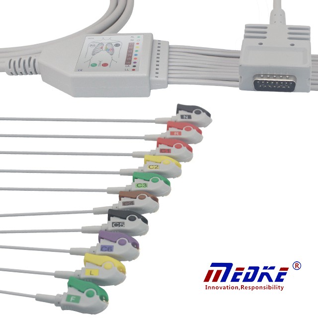 Burdick Fixed One-piece EKG Cable (K1201P)